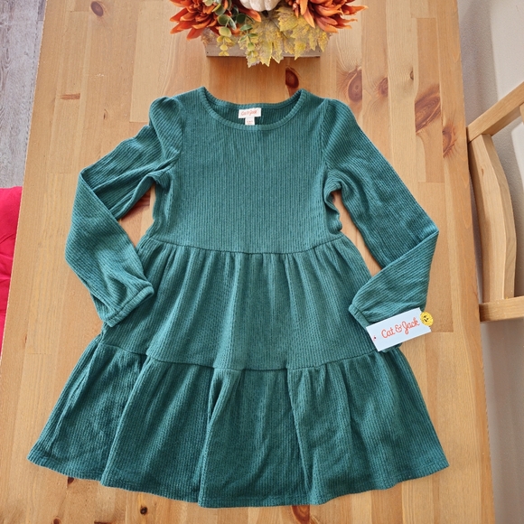 Cat & Jack - Girls' Long Sleeve Cozy Dress - Forest Green - Picture 6 of 10